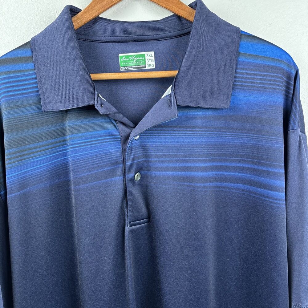 Ben Hogan Performance Men's 3XL Navy Blue Polo Golf Shirt Short Sleeve Stripe